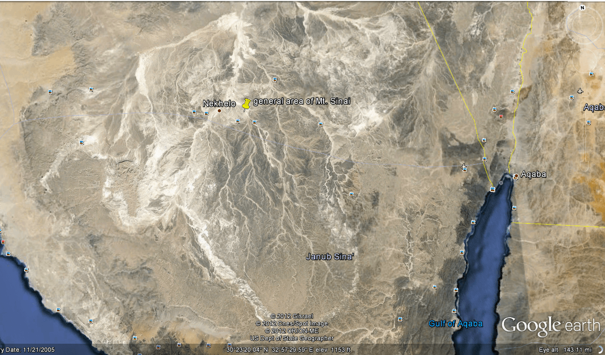 Mt. Sinai's general area from space